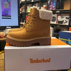 Timberland Tan Boots with Yellow Accents